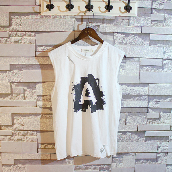 Maieu simplu pentru bărbați în alb și gri cu imprimeu