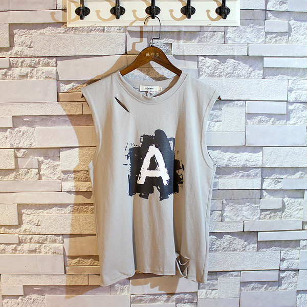 Maieu simplu pentru bărbați în alb și gri cu imprimeu