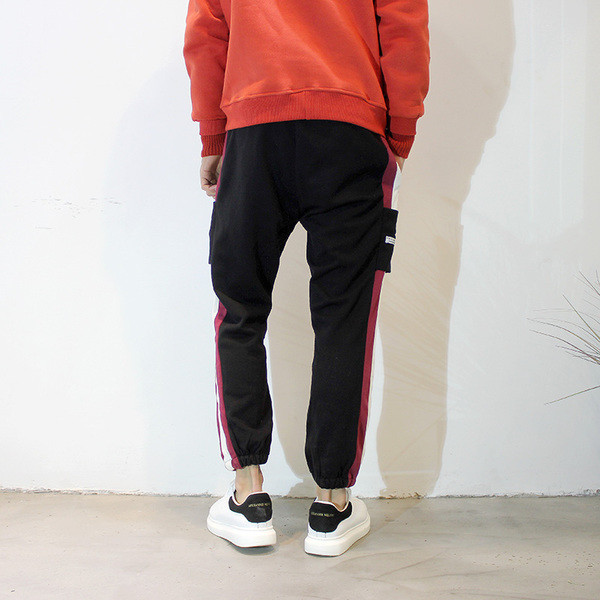 Pantaloni sport pentru bărbați cu margini colorate și buzunare