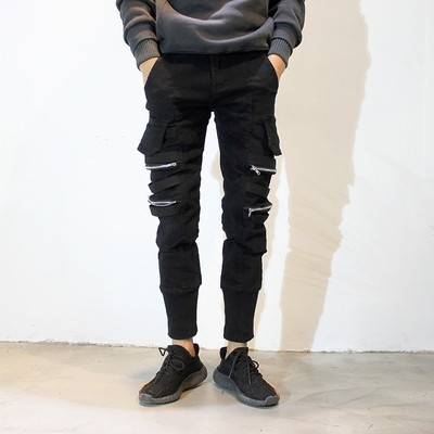 Ανδρικά παντελόνια αθλήματος σε μαύρο χρώμα με φερμουάρ