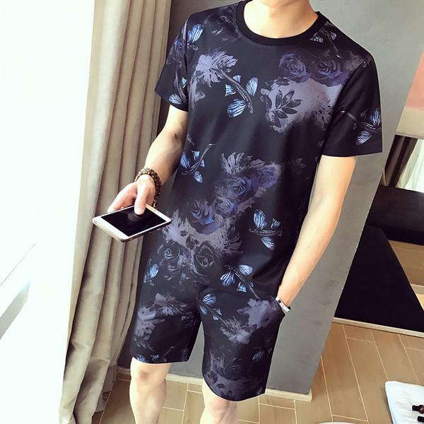 Alkalmi férfi csapat kétrészes mintával - rövid ujjú és rövidnadrág több színben