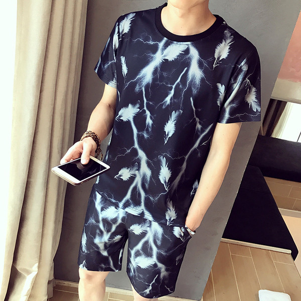 Alkalmi férfi csapat kétrészes mintával - rövid ujjú és rövidnadrág több színben