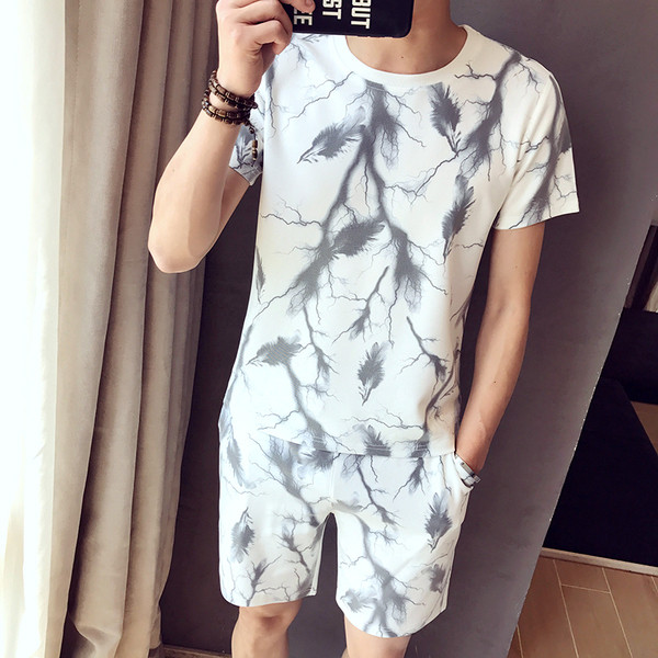 Alkalmi férfi csapat kétrészes mintával - rövid ujjú és rövidnadrág több színben