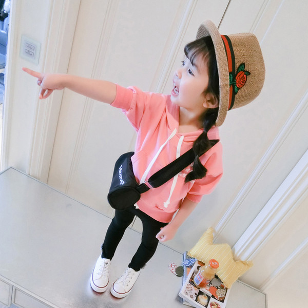 Gyerek blúz lányoknak fehér és rózsaszín felirattal