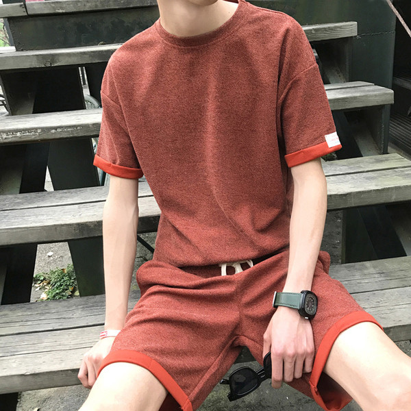 Tiszta férfi csapat, két részből álló nyakkendővel - rövid ujjú blúz és rövidnadrág