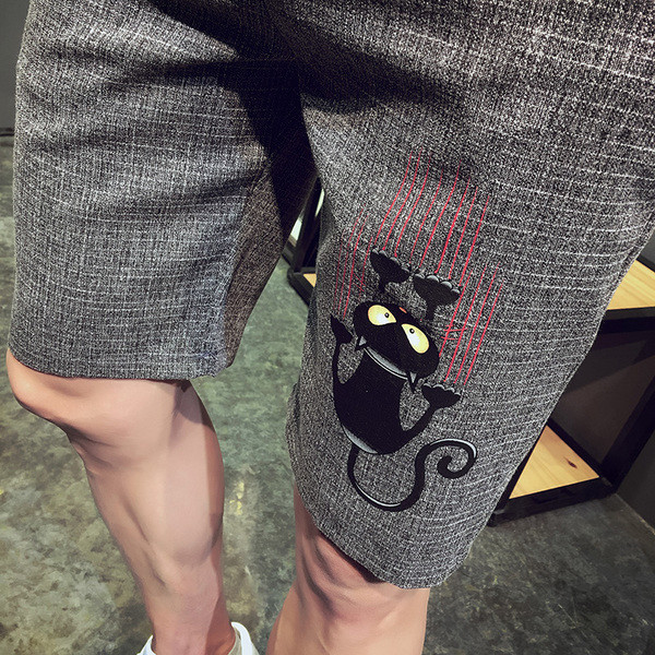 Hétköznapi férfi öltöny, két részből álló mini öltöny - rövid ujjú blúz és rövidnadrág