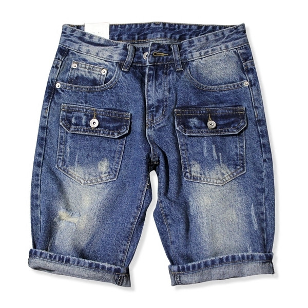 Férfi rövid farmernadrág elülső és hátsó zsebekkel