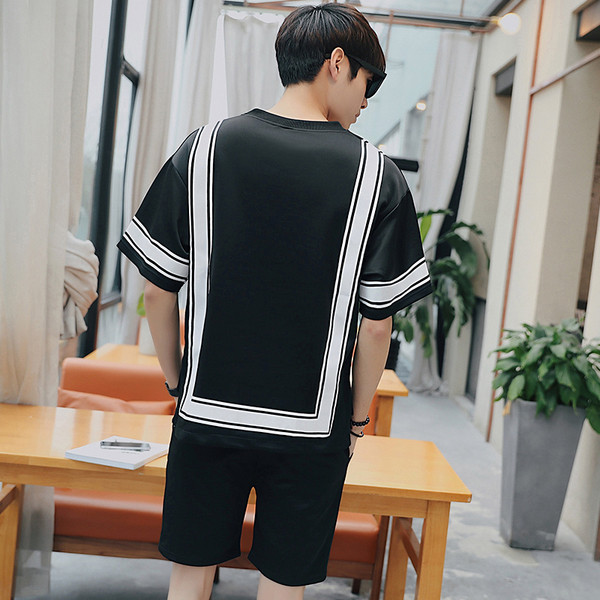 Sport - alkalmi férfi csapat két részből - rövid ujjú blúz és rövidnadrág fehér, szürke és fekete színben