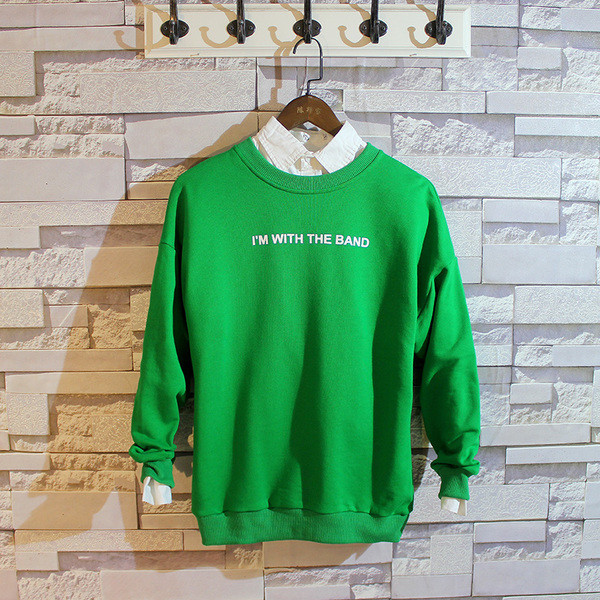 Friss színek férfi pulóver felirattal és nyomattal