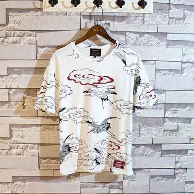 Ανδρικό T-shirt με κοντό μανίκι  σε δύο χρώματα με έγχρωμη εκτύπωση