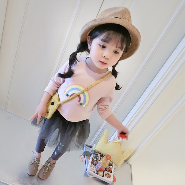 Gyerek blúz lányoknak kötött színes motívumokkal