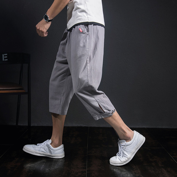 Ανδρικά παντελόνια 7/8 με γκρι και μαύρους δεσμούς