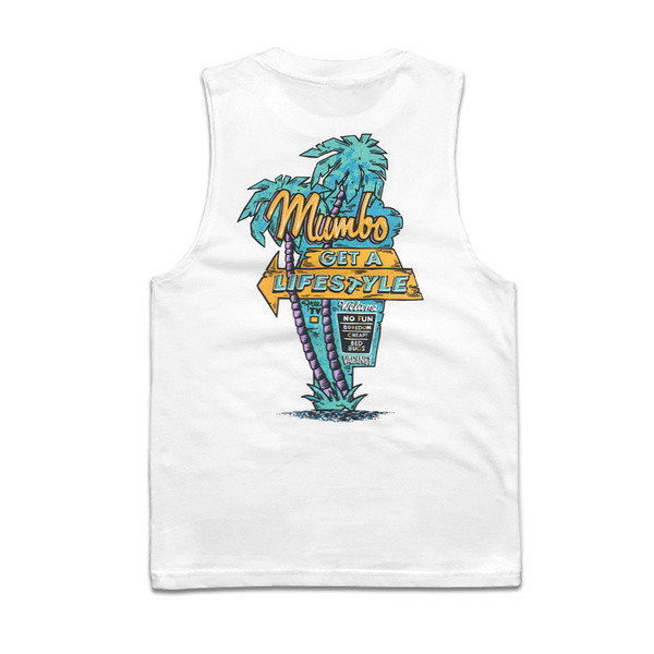 Αθλητική φανέλα για άνδρες με πολύχρωμη εφαρμογή και λευκό και μαύρο χρώμα στην πλάτη