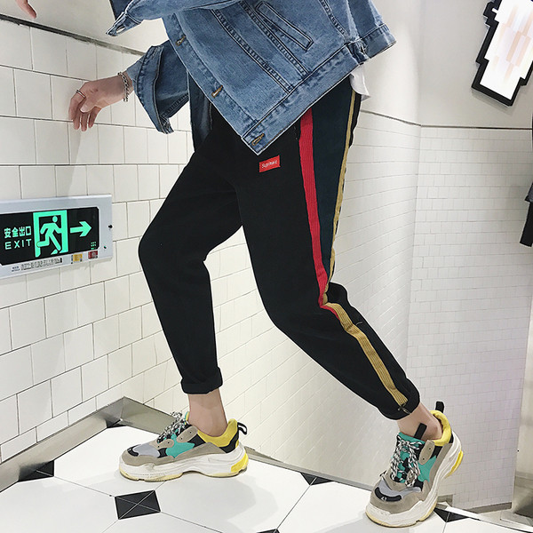 Αθλητισμός - casual παντελόνια με 9/10 σε μαύρο και γκρι χρώμα