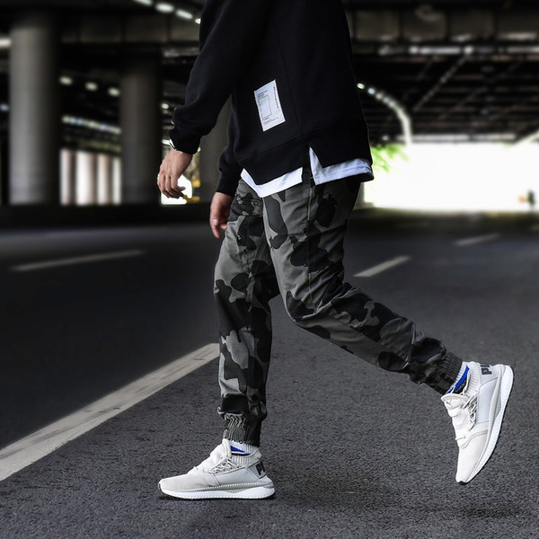 Camouflage ανδρικά αθλητικά παντελόνια με κορδόνια και τσέπες σε δύο χρώματα