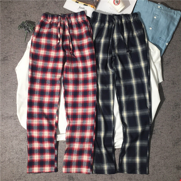 Modern férfi hosszú kockás nadrág, mindennapi használatra alkalmas két színben