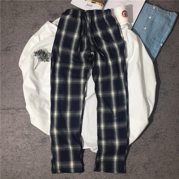 Modern férfi hosszú kockás nadrág, mindennapi használatra alkalmas két színben