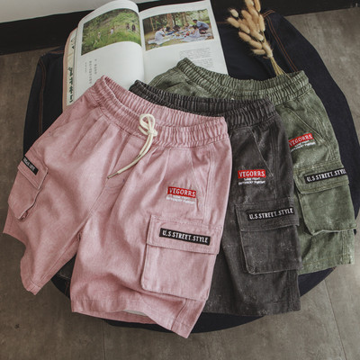 Мъжки къси спортно-ежедневни панталони с връзки и малки странични джобове в три цвята