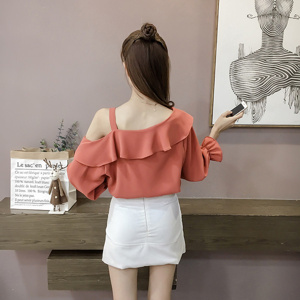 Stílusos női ing egy vállal, két színben