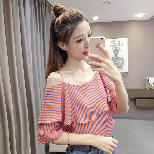 Női csíkos ing leesett vállú, két színben