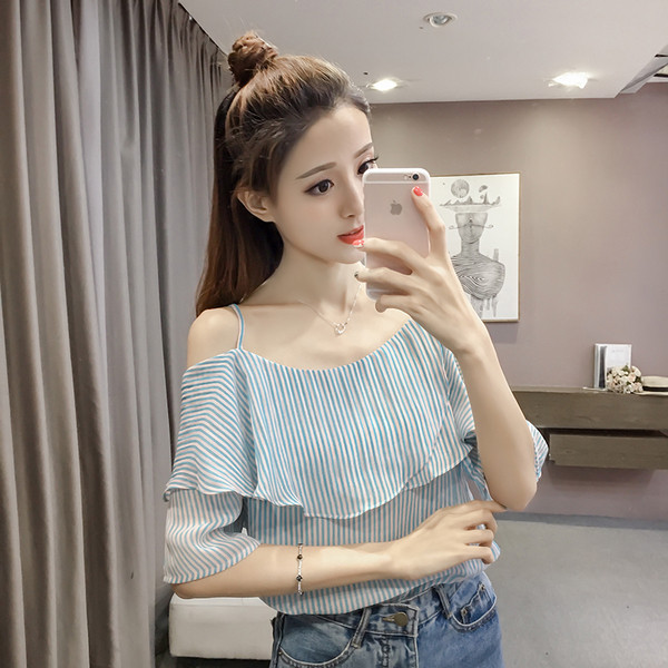 Női csíkos ing leesett vállú, két színben