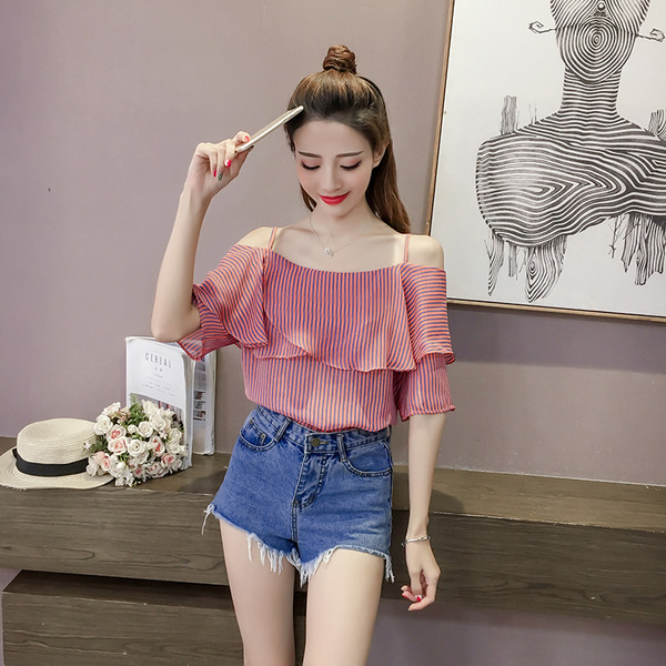 Női csíkos ing leesett vállú, két színben