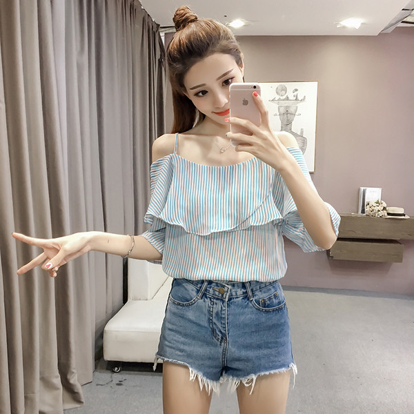 Női csíkos ing leesett vállú, két színben