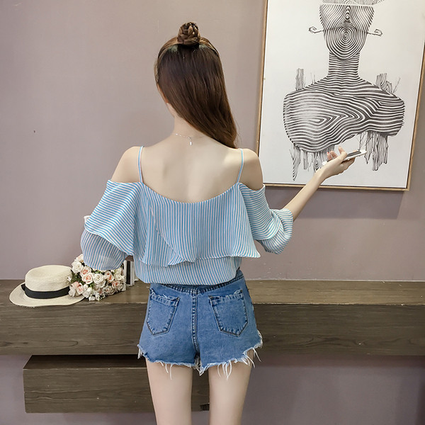 Női csíkos ing leesett vállú, két színben