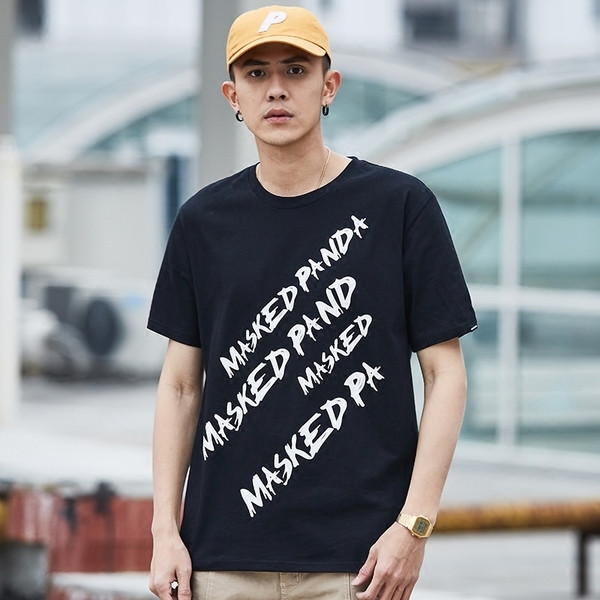 Lezser széles férfi blúz rövid ujjal fehér, fekete és piros felirattal