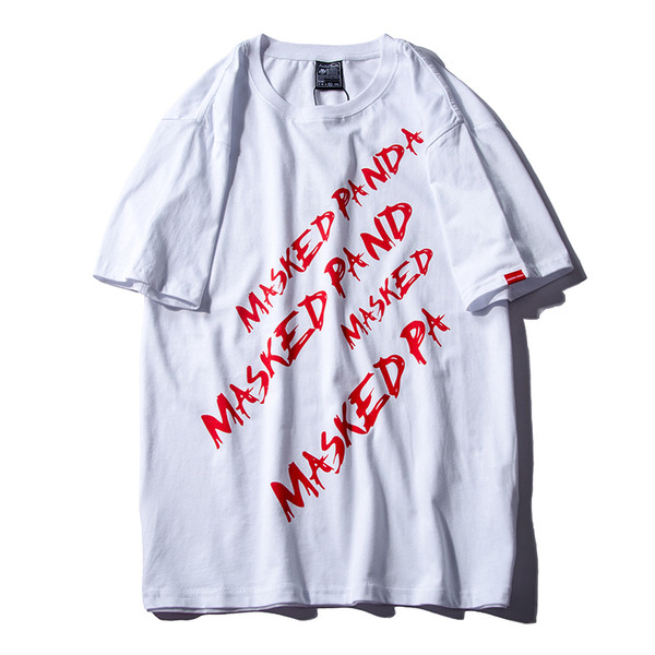 Lezser széles férfi blúz rövid ujjal fehér, fekete és piros felirattal