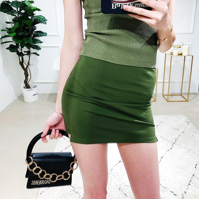 Λεπτή κοντή φούστα τύπου λεπτού τύπου με μεγάλη μέση σε τρία χρώματα