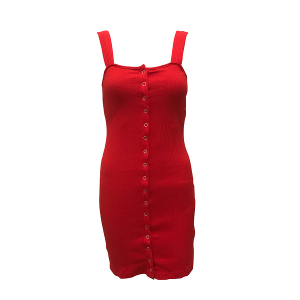 Sport-alkalmi női rövid ruha vékony pántokkal, dekoratív és állítható gombokkal több színben