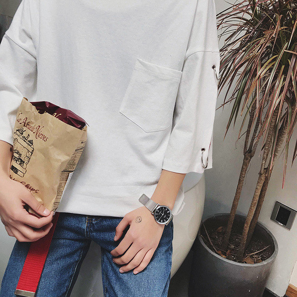 Férfi póló 3/4 ujjal három színben, fém elemekkel