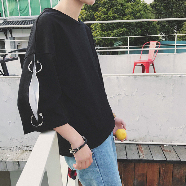 Férfi póló 3/4 ujjal három színben, fém elemekkel