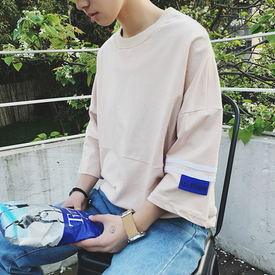 Tricou bărbătesc de vară în mai multe culori cu dungi pe mâneci