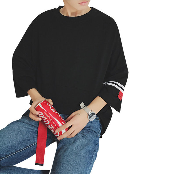 Tricou bărbătesc de vară în mai multe culori cu dungi pe mâneci