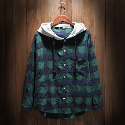 Hosszú ujjú férfi ing kapucnival, két színben