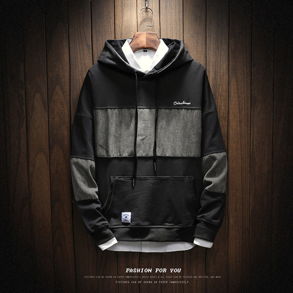 Férfi pulóver kapucnival és zsebekkel, két színben