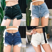 Stílusos női rövid farmernadrág magas derékkal, hosszú zsebekkel, több színben