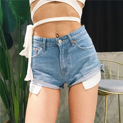 Stílusos női rövid farmernadrág magas derékkal, hosszú zsebekkel, több színben