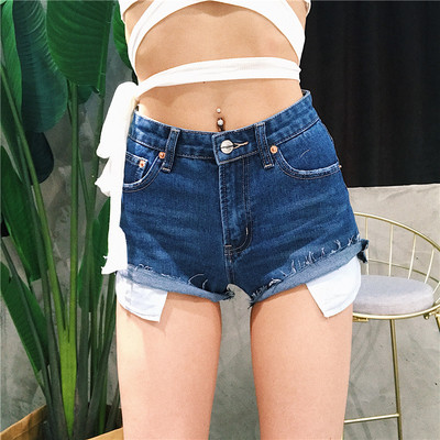 Stílusos női rövid farmernadrág magas derékkal, hosszú zsebekkel, több színben