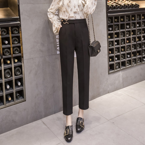 Modern egyenes női nadrág magas derékkal