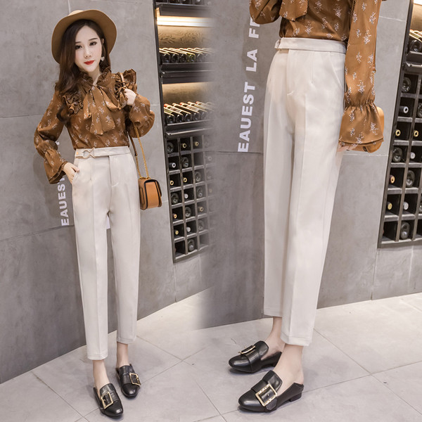 Modern egyenes női nadrág magas derékkal