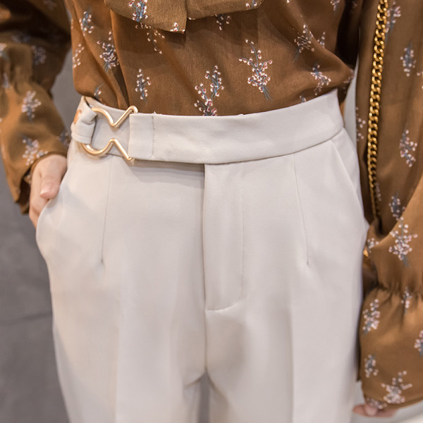 Modern egyenes női nadrág magas derékkal