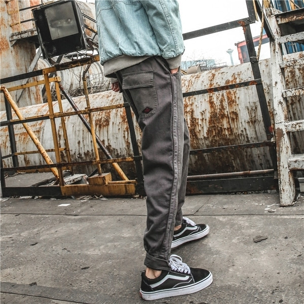 Sportos sima férfi nadrág három színben gumírozott derékkal