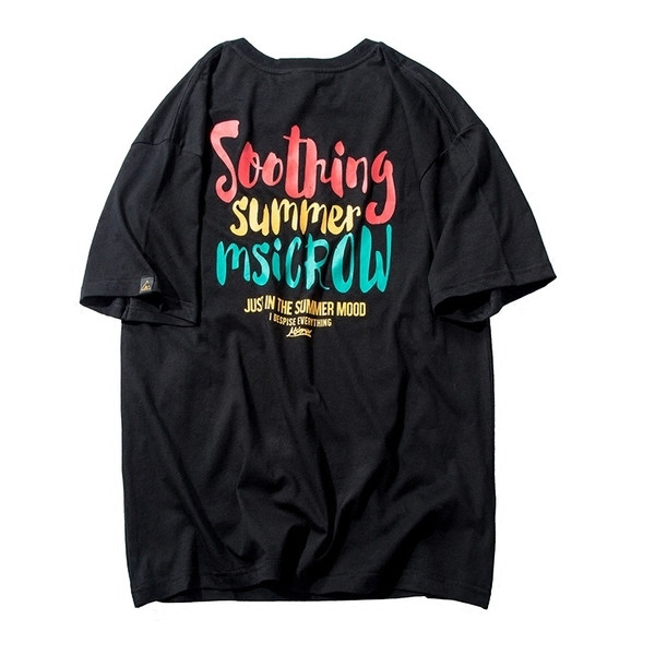 Ανδρική μπλούζα 3/4 μανίκια με έγχρωμη εκτύπωση σε μαύρο και μοβ χρώμα