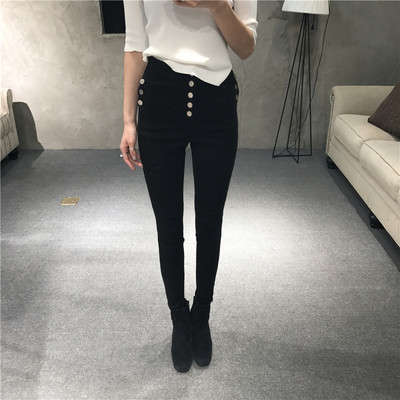 Sportos és elegáns női nadrág magas derékkal és dekoratív gombokkal, három színben