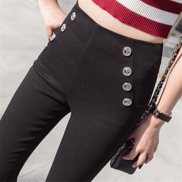 Rugalmas női nadrág vékony fekete modell