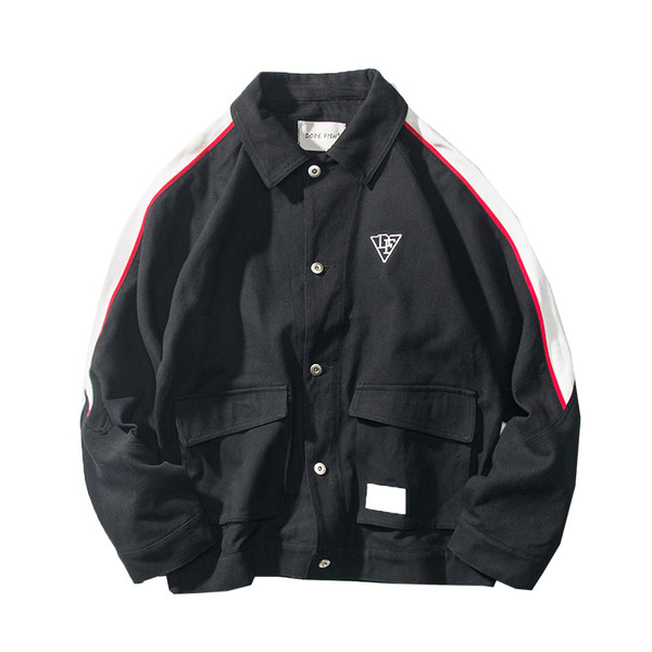 Férfi széles kabát három színben, hátoldalán felirattal