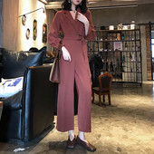 Κομψό γυναικεία ολόσωμο  με ντεκολτέ και ζώνη σε σχήμα V σε δύο χρώματα